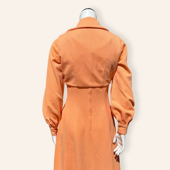 VTG Orange Sherbet Maxi Dress + Puff Sleeve Tie Jacket size 6 - Picture 5 of 12